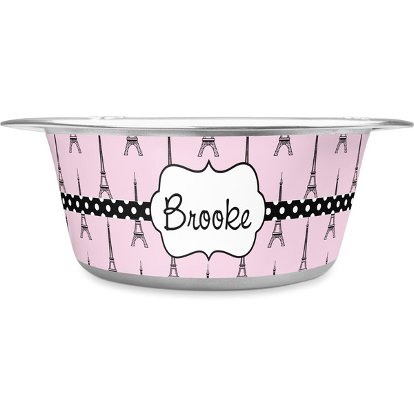 Custom Eiffel Tower Stainless Steel Dog Bowl - Large (Personalized)