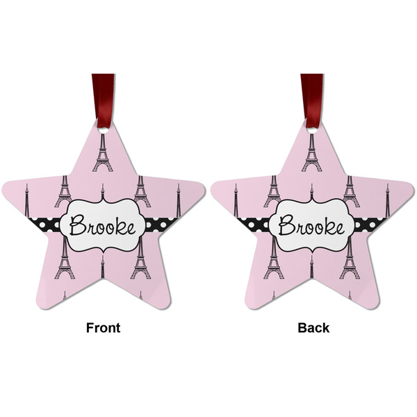 Eiffel Tower Metal Star Ornament - Front and Back