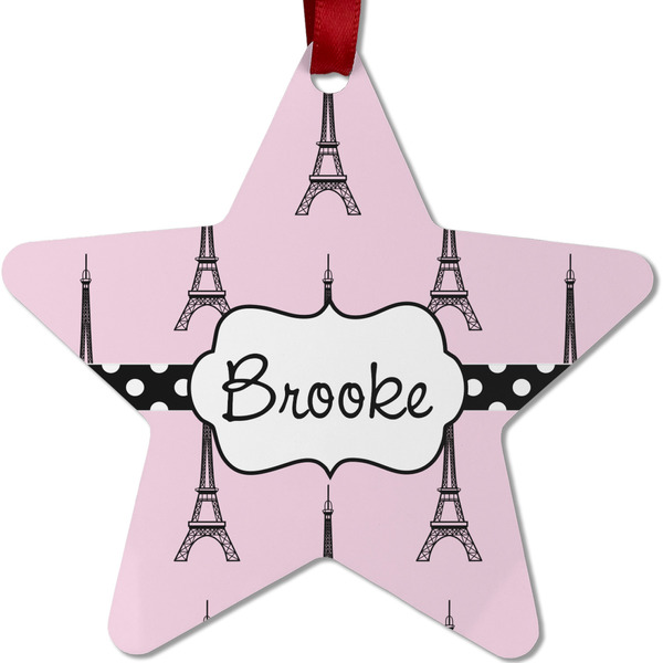 Eiffel Tower Metal Star Ornament - Front