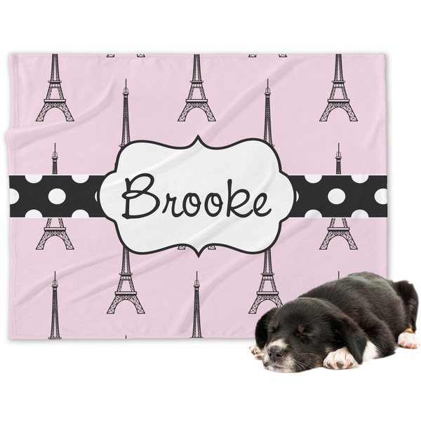 Custom Eiffel Tower Dog Blanket - Large (Personalized)