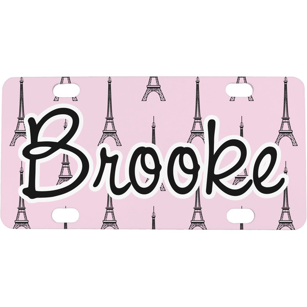 Custom Eiffel Tower Mini / Bicycle License Plate (4 Holes) (Personalized)