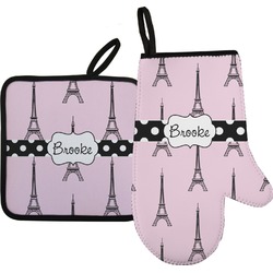 Eiffel Tower Oven Mitt & Pot Holder Set w/ Name or Text