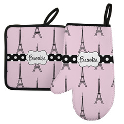 Eiffel Tower Left Oven Mitt & Pot Holder Set w/ Name or Text