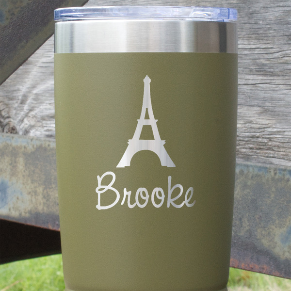 Eiffel Tower Olive Polar Camel Tumbler - 20oz - Close Up