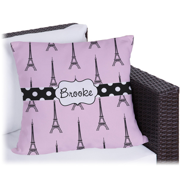Custom Eiffel Tower Outdoor Pillow - 16" (Personalized)