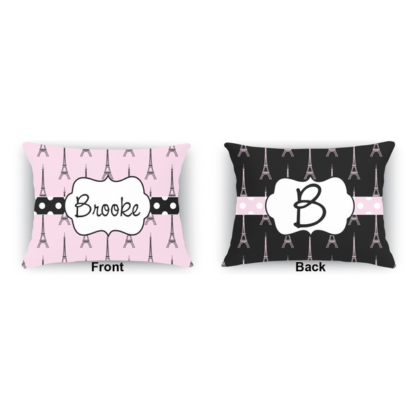 Eiffel Tower  Outdoor Rectangular Throw Pillow (Front and Back)