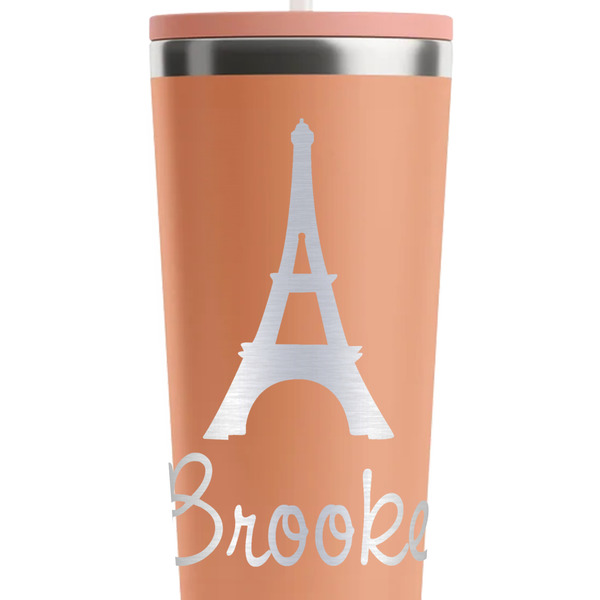 Eiffel Tower Peach RTIC Everyday Tumbler - 28 oz. - Close Up