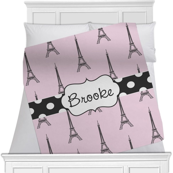 Custom Eiffel Tower Minky Blanket - Toddler / Throw - 60"x50" - Single Sided (Personalized)