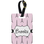 Eiffel Tower Plastic Luggage Tag - Rectangular w/ Name or Text