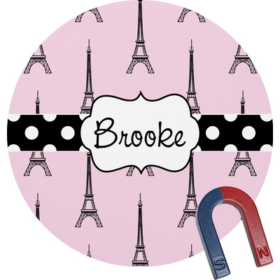 Eiffel Tower Round Fridge Magnet (Personalized)