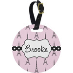 Eiffel Tower Plastic Luggage Tag - Round (Personalized)