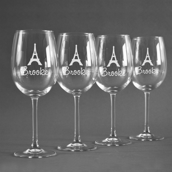 Eiffel Tower Personalized Wine Glasses (Set of 4)