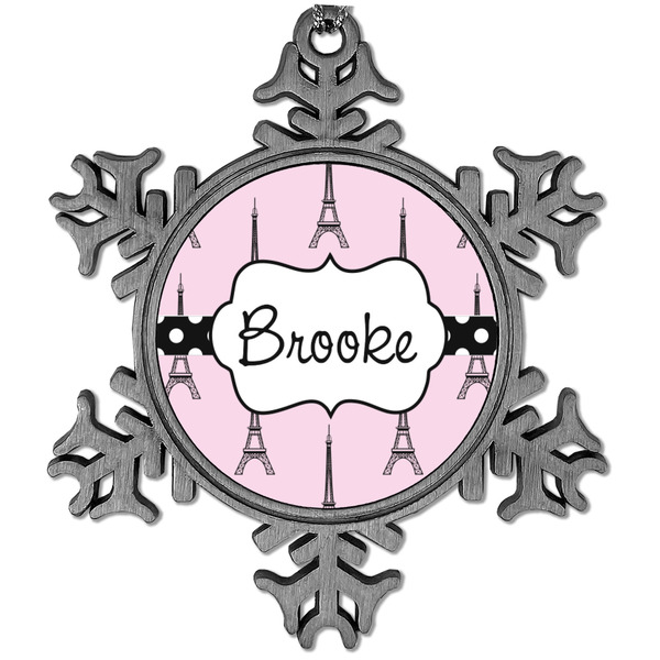 Custom Eiffel Tower Vintage Snowflake Ornament (Personalized)
