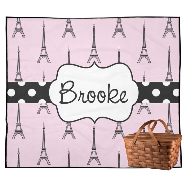 Custom Eiffel Tower Outdoor Picnic Blanket (Personalized)