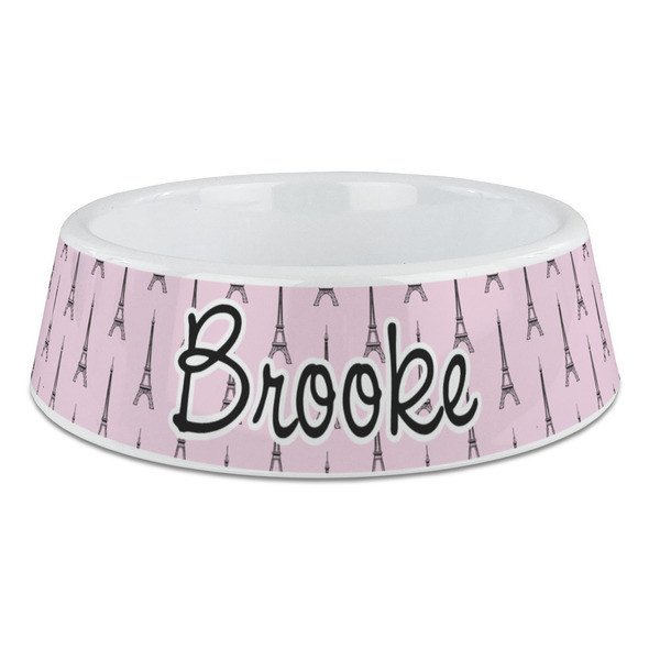 Custom Eiffel Tower Plastic Dog Bowl - Large (Personalized)