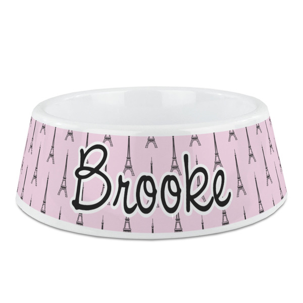 Custom Eiffel Tower Plastic Dog Bowl - Medium (Personalized)