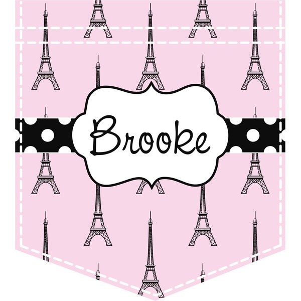 Custom Eiffel Tower Iron On Faux Pocket (Personalized)