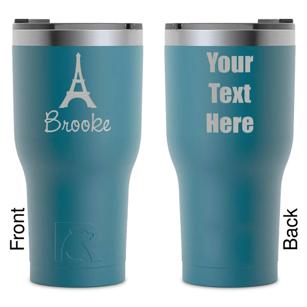 Custom Eiffel Tower RTIC Tumbler - Dark Teal - Laser Engraved - Double-Sided (Personalized)