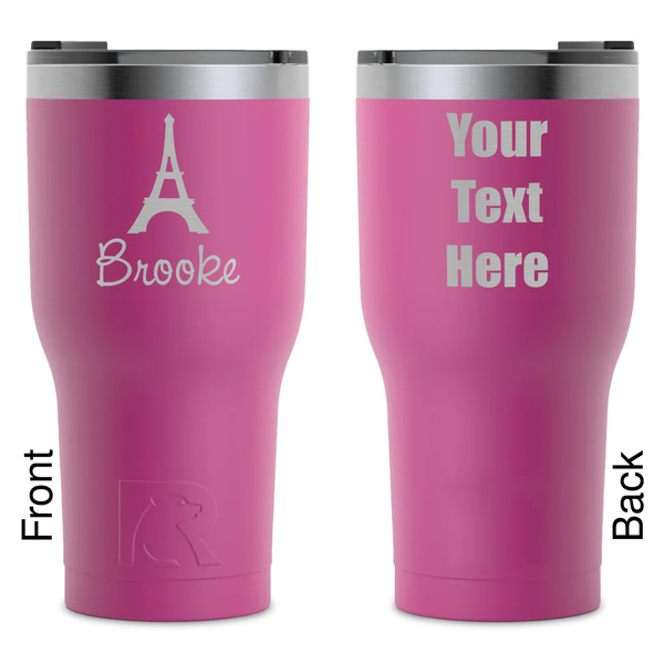 Custom Eiffel Tower RTIC Tumbler - Magenta - Laser Engraved - Double-Sided (Personalized)