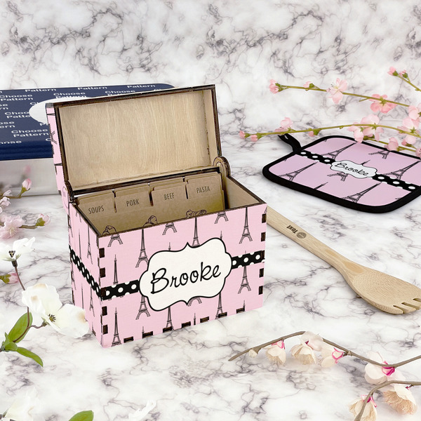 Eiffel Tower Recipe Box - Full Color - In Context
