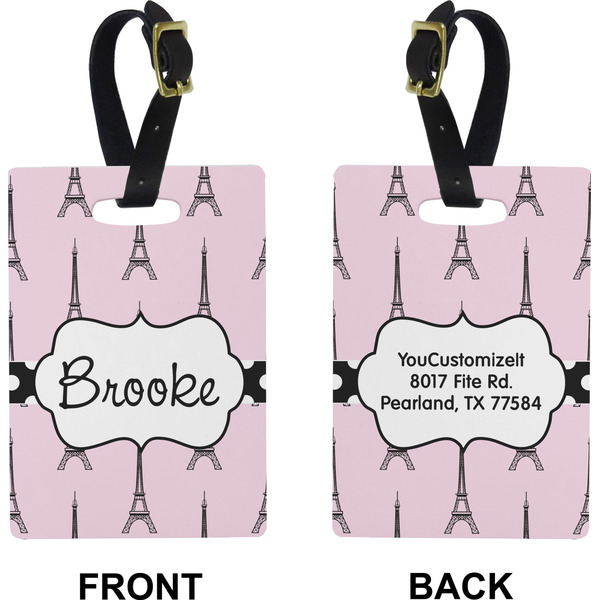 Eiffel Tower Rectangle Luggage Tag (Front + Back)