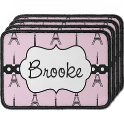 Eiffel Tower Iron On Rectangle Patches - Set of 4 w/ Name or Text