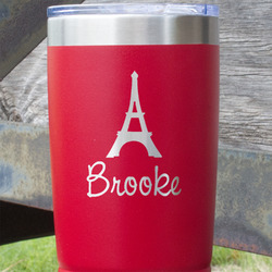 Eiffel Tower 20 oz Stainless Steel Tumbler - Red - Single Sided (Personalized)