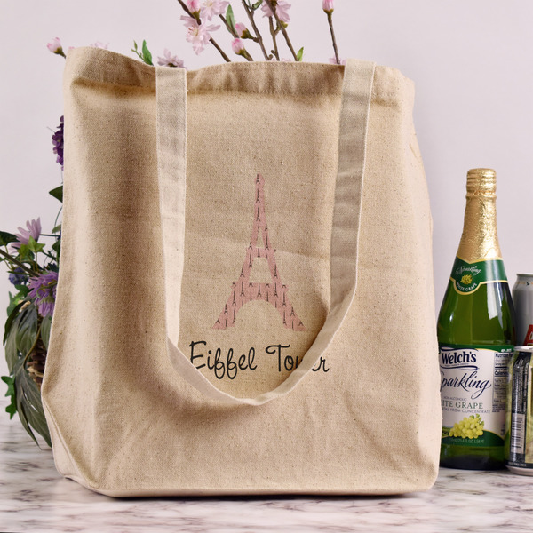 Eiffel Tower Reusable Cotton Grocery Bag - In Context