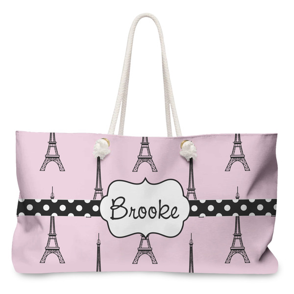 Custom Eiffel Tower Large Tote Bag with Rope Handles (Personalized)