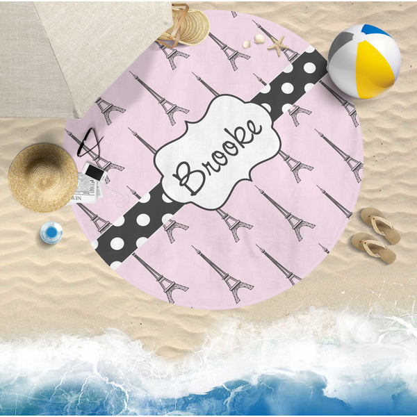 Eiffel Tower Round Beach Towel Lifestyle