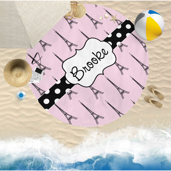 Eiffel Tower Round Beach Towel Lifestyle