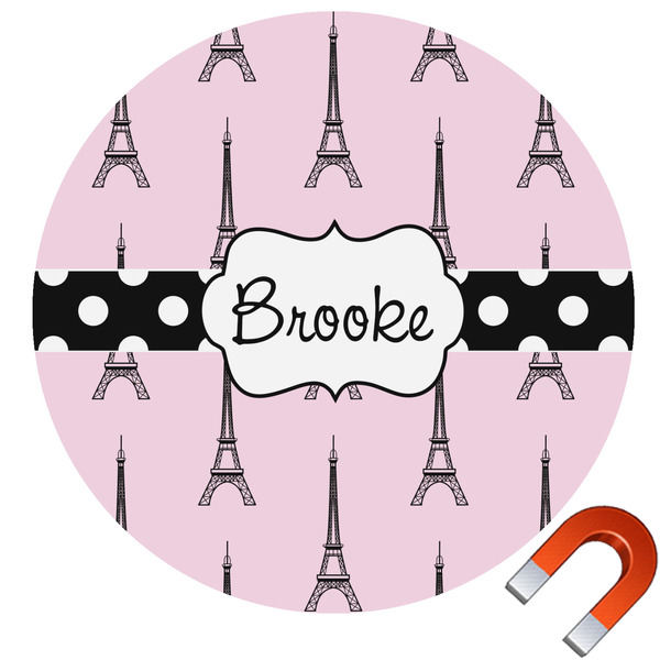 Custom Eiffel Tower Round Car Magnet - 10" (Personalized)