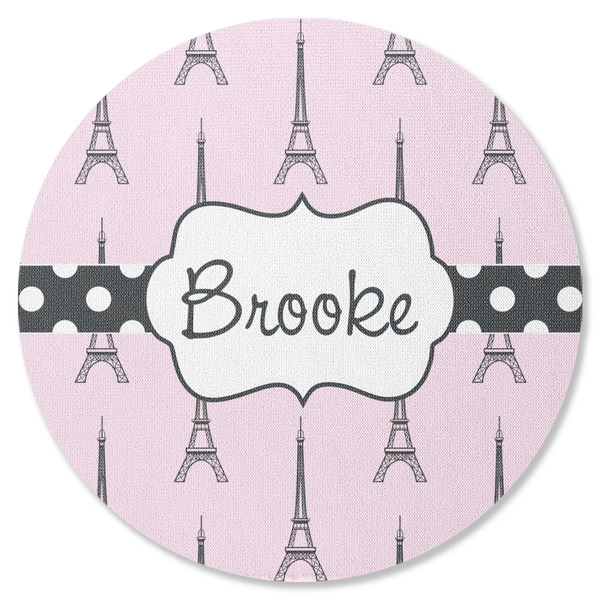 Custom Eiffel Tower Round Rubber Backed Coaster (Personalized)
