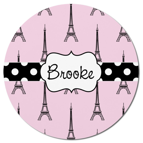 Eiffel Tower Round Fridge Magnet - FRONT