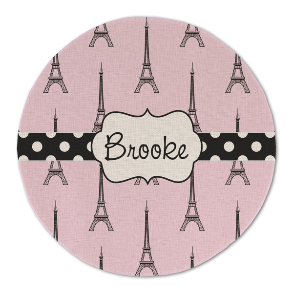 Custom Eiffel Tower Round Linen Placemat - Single Sided (Personalized)