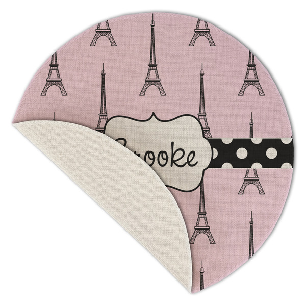 Eiffel Tower Round Linen Placemats - Front (folded corner single sided)