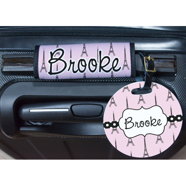 Eiffel Tower Round Luggage Tag & Handle Wrap - In Context