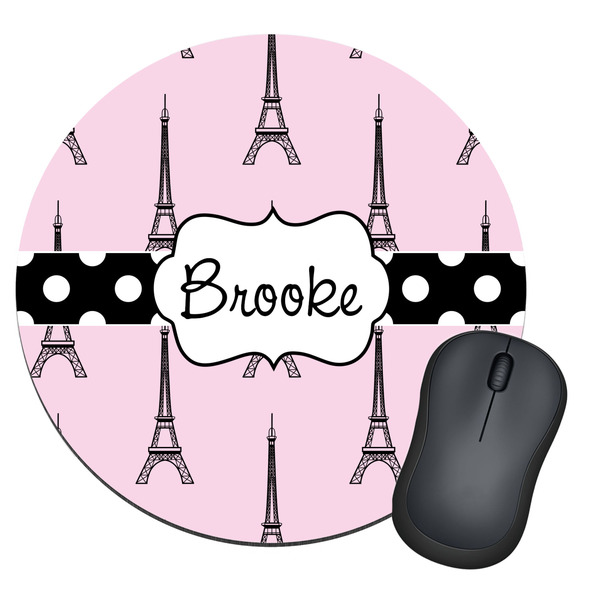 Custom Eiffel Tower Round Mouse Pad (Personalized)