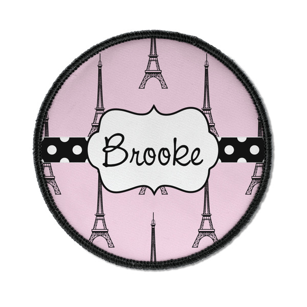 Custom Eiffel Tower Iron On Round Patch w/ Name or Text