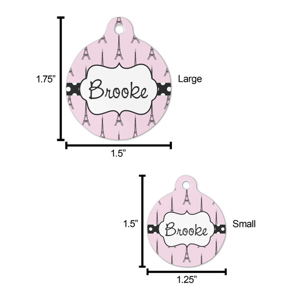 Eiffel Tower Round Pet ID Tag - Large - Comparison Scale