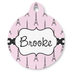 Eiffel Tower Round Pet ID Tag - Large (Personalized)