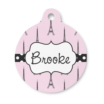 Eiffel Tower Round Pet ID Tag - Small (Personalized)