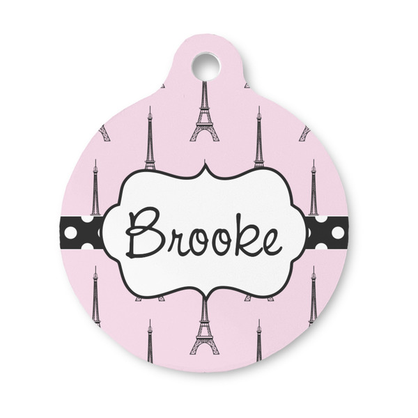 Custom Eiffel Tower Round Pet ID Tag - Small (Personalized)