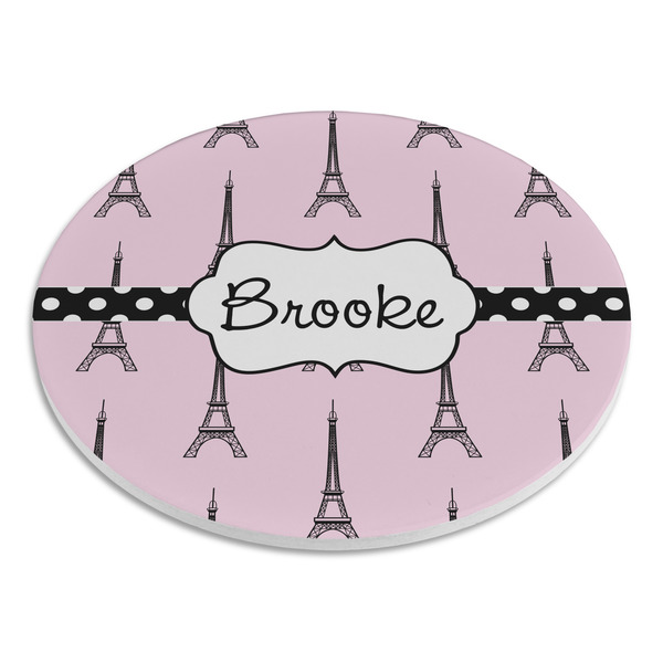 Eiffel Tower Round Stone Trivet - Angle View