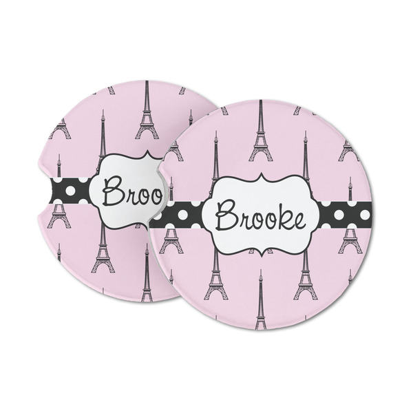 Custom Eiffel Tower Sandstone Car Coasters - Set of 2 (Personalized)