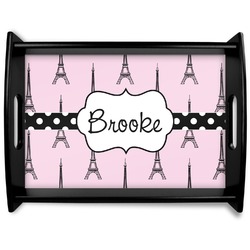 Eiffel Tower Black Wooden Tray - Large (Personalized)