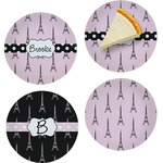 Eiffel Tower Set of 4 Glass Appetizer / Dessert Plate 8" (Personalized)