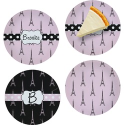 Eiffel Tower Set of 4 Glass Appetizer / Dessert Plate 8" (Personalized)