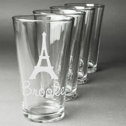 Eiffel Tower Pint Glasses - Engraved (Set of 4) (Personalized)