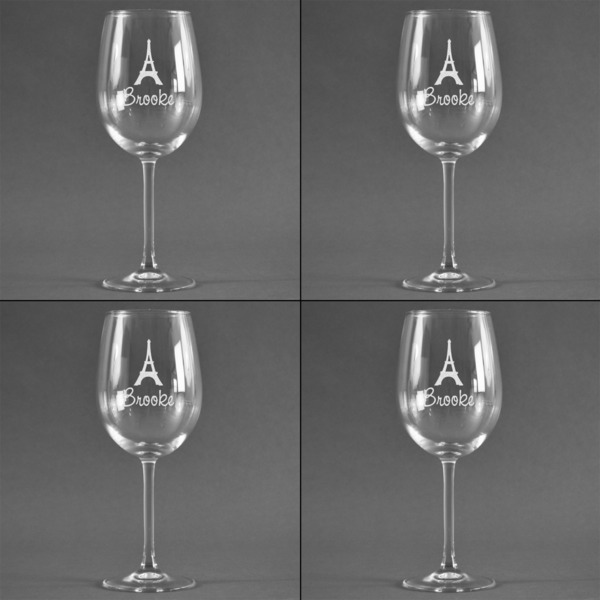 Eiffel Tower Set of Four Personalized Wineglasses (Approval)